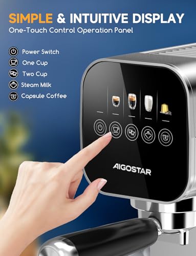 Aigostar Macchina Caffè Cialde, Compatibile con Cialde & Caffè Macinato, 0,9L, 1350W, 20 Bar, Schermo LCD Touch, Con Montalatte Elettrico Incorporato, Acciaio Inox, Macchinetta Caffe per Casa Ufficio - Prova pratica