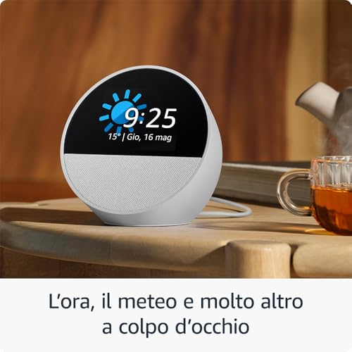 Amazon Echo Spot (Ultimo modello) | Sveglia intelligente con audio di qualità e Alexa | Blu - Prova pratica