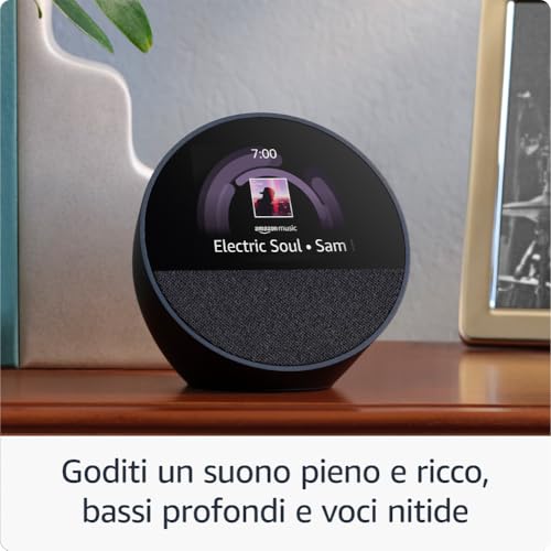 Amazon Echo Spot (Ultimo modello) | Sveglia intelligente con audio di qualità e Alexa | Blu - Funzionalità e accessori