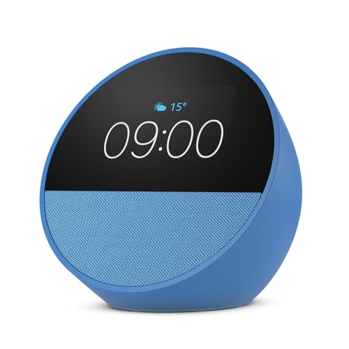 Amazon Echo Spot (Ultimo modello) | Sveglia intelligente con audio di qualità e Alexa | Blu - Design e materiali