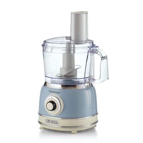 Ariete 1781 Robot da cucina Vintage, 1000W, Capacità 2,1L (utilizzabile 1,2L), Per preparazione impasti, Celeste - Design e materiali
