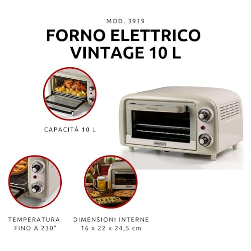 Ariete 3919 Forno Elettrico Vintage, 800W, Capacità 10L, Doppio vetro, Retrò, Beige - Prova pratica