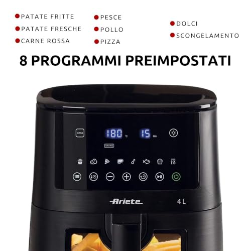 Ariete 4633 Friggitrice ad aria 4L, 1400W, Capacità 4L, 9 programmi, Funzione Shake e Grill, Temperatura fino a 200°C, Nero - Dettaglio recensione 4