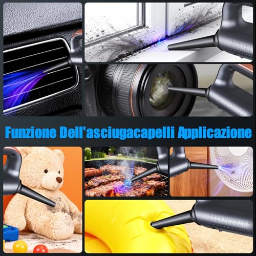 Aspirapolvere Senza Fili, 26000Pa Aspirapolvere Auto Potente, Scarico Polvere One-touch, Motore Brushless, Aspirapolvere Portatile Multifunzione 4 in 1, con display HD e Illuminazione, Arancione - Funzionalità e accessori
