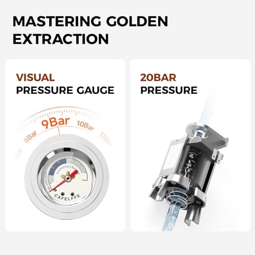 CAFELFFE MK-902 - Macchina da caffè espresso 20 bar, 58 mm, completamente in acciaio inox, potente montalatte per latte/cappuccino, caffè caldo e freddo, serbatoio da 1,5 l e 1350 W - Funzionalità e accessori