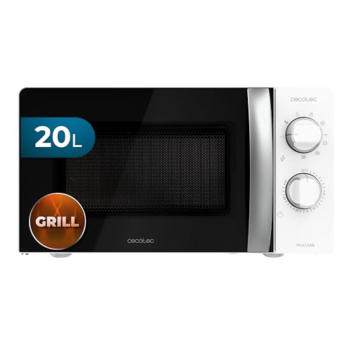 Cecotec Forno a Microonde con Grill ProClean 2110 da 20 Litri, 700W, con 6 livelli di potenza, funzione grill, tecnologia 3DWave, modalità scongelamento, timer fino a 30 minuti - Design e materiali