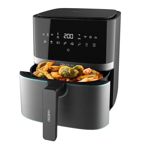 Cecotec Friggitrice ad Aria calda 5.5 L Cecofry Full InoxBlack Pro 5500, 1700 W, Compatta e Digitale, Friggitrice dietetica in Acciaio inox, senza Olio, Tecnologia PerfectCook, Termostato - Design e materiali