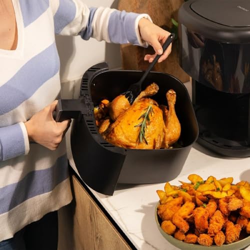Cecotec Friggitrice ad Aria Cecofry Bombastik 6000 Full. Air Fryer 1700 W, Capacità 6 L, Tecnologia PerfectCook, Regolazione della Temperatura e Del Tempo, Controllo Touch, 12 Modalità, Accessori - Funzionalità e accessori