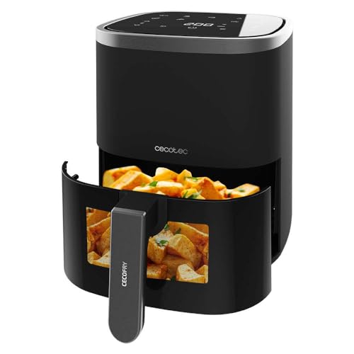 Cecotec Friggitrice ad Aria Cecofry Fantastik Window 4000. Air Fryer Air Fryer. 1400 W, Capacità 4 L, 9 Menu, Controllo Tattile, Tecnologia Perfectcoo, Tempo Regolabile 80-200ºc, 0-60 Minuti - Funzionalità e accessori