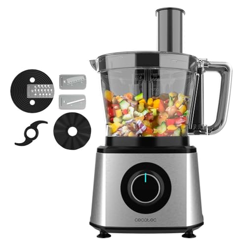 Cecotec Processore di alimenti Paprika 1300, 2000W di Potenza, Acciaio Inossidabile, Ciotola da 3,5 L, 2 Velocità, 3 Dischi da Taglio, 1 Lama per Tritare e 1 per Impastare - Design e materiali