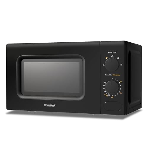 COMFEE' Forno a Microonde Nero, 20 Litri, 700 W, 5 Livelli di Potenza, Funzione di Scongelamento Rapido, Timer Manuale, Design Compatto-CM-M202CC(BK) - Design e materiali