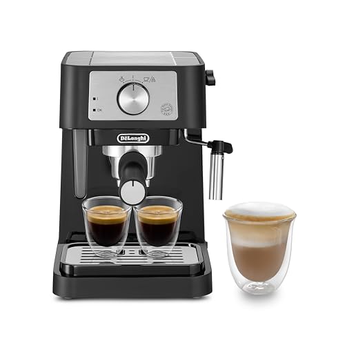 De'Longhi EC260.BK Macchina da Caffè Per Polvere o in Cialde E.S.E., Sistema Latte Manuale, Facile da usare, Serbatoio Estraibile da 1.1 L, Caldaia acciaio inox - Design e materiali