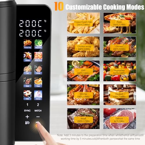 Double Stack - Friggitrice ad aria calda, 2 cassetti verticali, 2 scomparti, design salvaspazio, capacità 11 l, 10 funzioni - Prova pratica