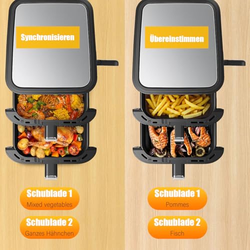 Double Stack - Friggitrice ad aria calda, 2 cassetti verticali, 2 scomparti, design salvaspazio, capacità 11 l, 10 funzioni - Dettaglio recensione 4