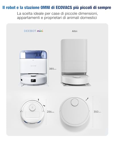 ECOVACS DEEBOT MINI Robot Aspirapolvere Lavapavimenti, 9000Pa, ZeroTangle 2.0, TrueMapping 2.0, Asciugatura ad Aria Calda 45°C, Svuotamento Automatico, Lavaggio Profondo Intelligente, Blu - Prova pratica