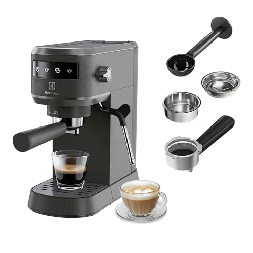 Electrolux Explore 6 Macchina per Caffè Espresso e Cappuccino E6EC1-6BST, 2 tazze, tecnologia ThermoBlock, set filtro 2-1 incluso, Caffè in Polvere e Cialde E.S.E., colore nero - Design e materiali