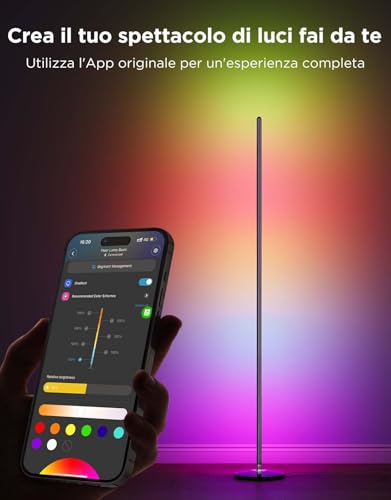 Govee Lampade da Terra LED RGBIC, Piantana Lampada da Terra Funziona con Alexa, Matter, APP, 16 Milioni di Colori Musica Sincronizzazione a Luce Calda per Soggiorno, Camera da Letto, Ufficio - Funzionalità e accessori