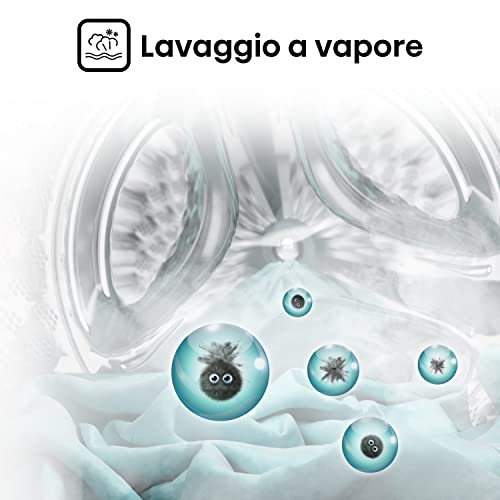 Hisense WFQE7012EVM Lavatrice Slim Carica Frontale, 7kg, Classe A, 1200 giri, Vapore, Motore Inverter - Funzionalità e accessori