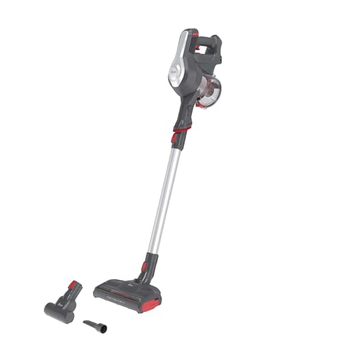 Hoover H-Free 100 Hf122Gpt 011 Aspirapolvere Elettrica senza Fili, senza Sacco, 170W, 0,9 L, Ciclonico, Mini Turbo Spazzola, Autonomia 40 Min, Rosso - Design e materiali