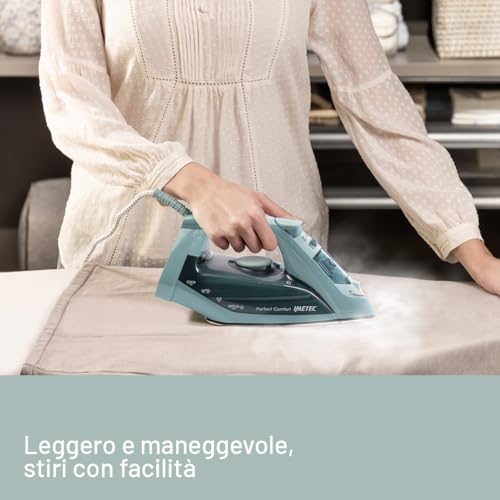 Imetec Perfect Comfort - Ferro da stiro a vapore – Leggero – Maneggevole - Protezione anticalcare - Colpo vapore 140 g - Piastra acciaio inox - 2200 W - Impugnatura ergonomica - Risparmio energetico - Prova pratica