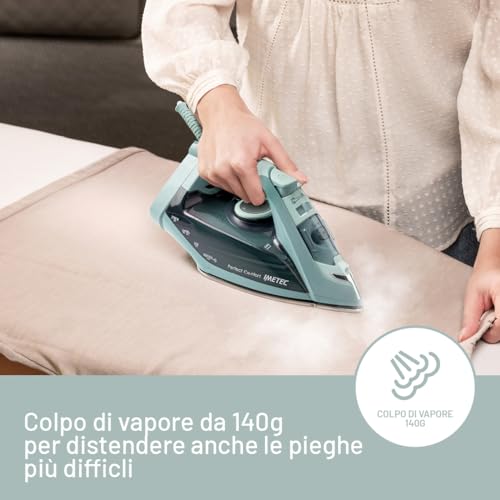 Imetec Perfect Comfort - Ferro da stiro a vapore – Leggero – Maneggevole - Protezione anticalcare - Colpo vapore 140 g - Piastra acciaio inox - 2200 W - Impugnatura ergonomica - Risparmio energetico - Funzionalità e accessori
