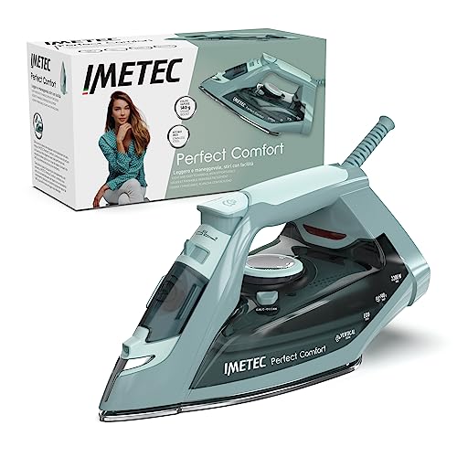 Imetec Perfect Comfort - Ferro da stiro a vapore – Leggero – Maneggevole - Protezione anticalcare - Colpo vapore 140 g - Piastra acciaio inox - 2200 W - Impugnatura ergonomica - Risparmio energetico - Design e materiali