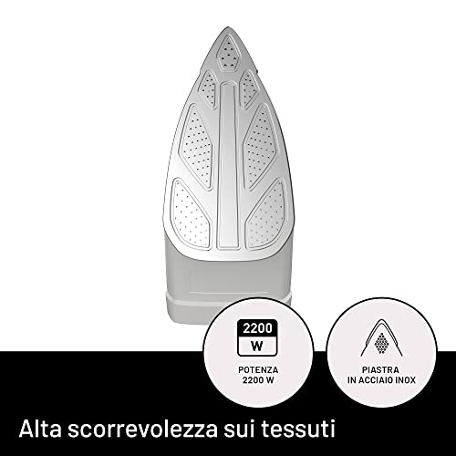 Imetec ZeroCalc Z1 2500 - Ferro da Stiro a vapore - Tecnologia Anticalcare -Piastra Acciaio Inox - 2200 Watt, Colpo Vapore 120 g - Tecnologia a risparmio energetico, Funzione Calc Clean - Funzionalità e accessori