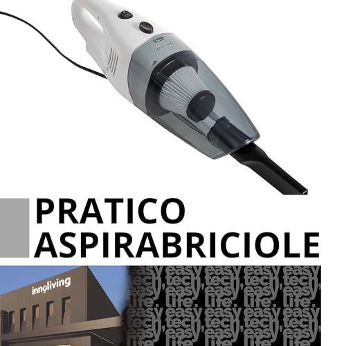 Innoliving HEPA Aspirapolvere per uso generico 2-in-1 INN-651 2 in 1 senza sacco, bianco, 0.8 litri, 240 decibeles - Funzionalità e accessori