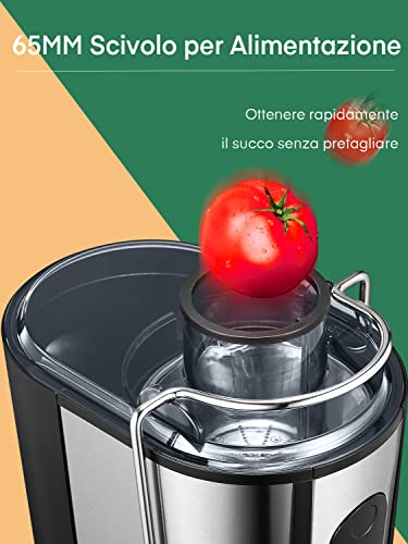 Juilist Centrifuga Frutta e Verdura, fino a 800W Estrattore Frutta e Verdura con 65MM Bocca Larga, 2 Velocità, Funzione Antigocciolamento, Base Anti-Scivolo, Facile Pulizia, Includi Spazzola 600W - Dettaglio recensione 4