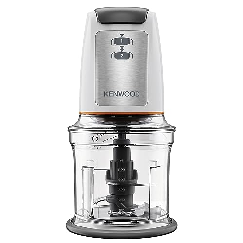 Kenwood Chopper CHP61.100WH, Potenza 500W, Ciotola da 0.5L, 2 velocità, Sistema a quattro lame, Anello antiscivolo per la stabilità del tritatutto, Lavabile in Lavastoviglie, Bianco/SIlver - Design e materiali