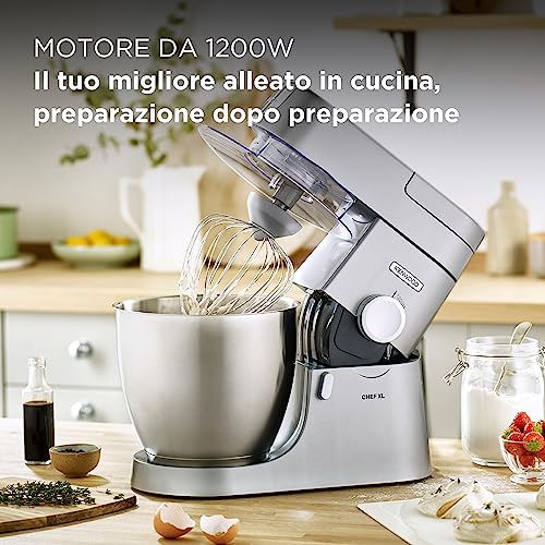Kenwood KVL4100S Impastatrice Planetaria Chef XL con Ciotola da 6,7L, 3 Ganci di Miscelazione, Personalizzabile con oltre 25 Accessori Opzionali Acquistabili Separatamente, Potenza 1200W, Silver - Funzionalità e accessori