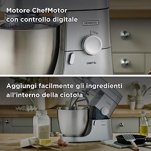 Kenwood KVL4100S Impastatrice Planetaria Chef XL con Ciotola da 6,7L, 3 Ganci di Miscelazione, Personalizzabile con oltre 25 Accessori Opzionali Acquistabili Separatamente, Potenza 1200W, Silver - Dettaglio recensione 4