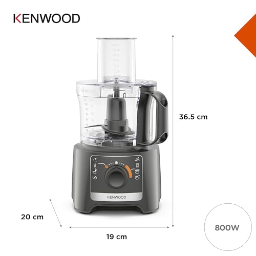 Kenwood MultiPro Compact FDP31.360GY, Robot da Cucina Multifunzione con Lama per Frullare, Disco per Impastare e Affettare, Spremiagrumi, Frullatore 1.2L, 2 Velocità+Pulse, Ciotola 2.1L, 800W, Grigio - Funzionalità e accessori