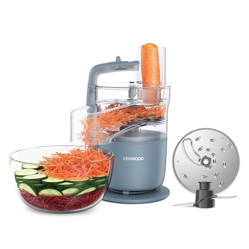 Kenwood MultiPro Go FDP22.130GY Robot Tritatutto da Cucina, Tagliaverdure Elettrico per Tritare, Tagliare, Grattugiare e Impastare con Accessorio Express Serve, Ciotola 1.3L, 650w - Design e materiali