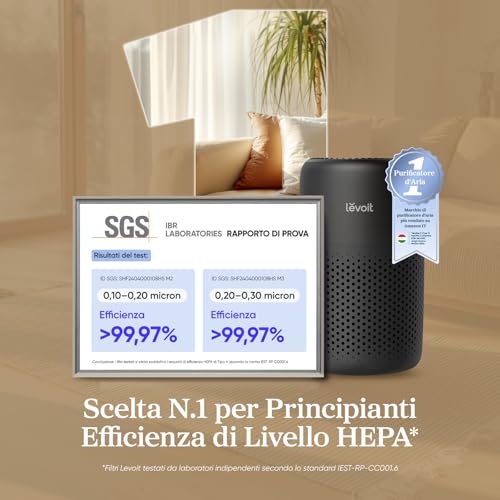 Levoit Core Mini Purificatore d’Aria con Filtro HEPA, Aromaterapia, Ultra Silenzioso 25 dB, 3 Velocità, Basso Consumo 7W, Per Allergie, Polvere, Peli di Animali, Nero - Prova pratica