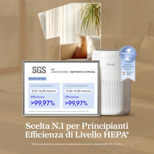 LEVOIT Purificatore d'Aria con Filtro HEPA, 7 Watt, Risparmio Energetico, 3 Velocità Contro Muffe, Polvere, Peli di Animali Fino a 0,3 μm Allergie, in Camera da Letto, 25 dB, Bianco - Prova pratica