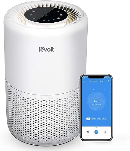 LEVOIT Purificatore d'Aria Smart con Filtro HEPA, Depuratore con APP e Alexa, Rimuove 99,97% di Allergeni Fumo Polvere Polline di Pet Odore, Vento Forte, Modalità di Sonno per Casa 35m²,Core 200S - Design e materiali