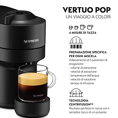 Macchina da caff? a capsule - DELONGHI - ENV90.B - Nespresso Vertuo Pop - Nero - Funzionalità e accessori