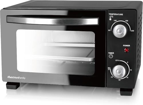 Melchioni Family | Forno Elettrico Modello DEVIL 11 con Capacità 11 litri, Temperatura regolabile fino a 230°C, Timer 30 Minuti, Colore Nero - Design e materiali