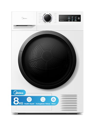 Midea Asciugatrice 8 Kg a Pompa di Calore, Libera Installazione, Classe A++, Asciugatura Veloce,Wool Refresh,15 Programmi,60 x 60 x 85 cm, Bianca - MD11EH80D - Design e materiali
