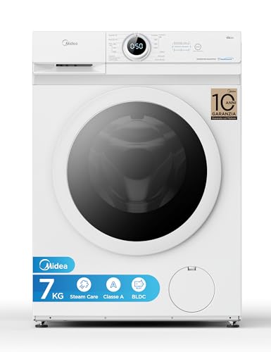 Midea MF10EW70B Lavatrice Slim Carica Frontale, 7 kg, 1400 Giri, Classe A, Vapore, Motore BLDC, Programma Rapido, Varie Temperature dell'Acqua, White - Design e materiali
