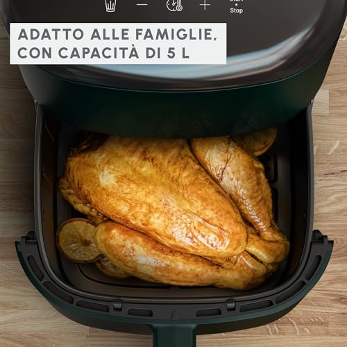 Moulinex Easy Fry Max Friggitrice Ad Aria, Capacità Di 5 L, Fino A Sei Persone, Risparmio Di Tempo ed Energia, Pannello Di Controllo Digitale, 10 Programmi Di Cottura Automatici, EZ2453 - Funzionalità e accessori