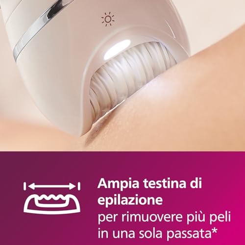 Philips Epilator Series 8000, dispositivo di epilazione Wet & Dry cordless per gambe e corpo con 6 accessori, rifinitore ed esfoliante corpo, modello BRE715/00 - Funzionalità e accessori