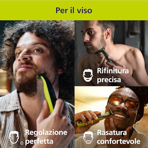 Philips OneBlade QP2834/31 - Regolabarba elettrico 360 autentico, per viso e corpo, 3 lame da 360, 4 pettini per barba (1, 2, 3, 5 mm), 1 kit per il corpo - Prova pratica