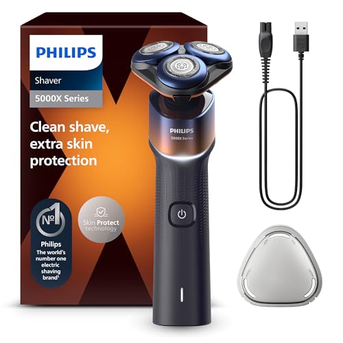 Philips Shaver 5000X Series Rasoio elettrico Wet and Dry tecnologia Skin Protect, testina flessibile a 360°, 1 ora di ricarica/ricarica rapida di 5 minuti, cappuccio a P, Arancione, modello X5012/00 - Design e materiali