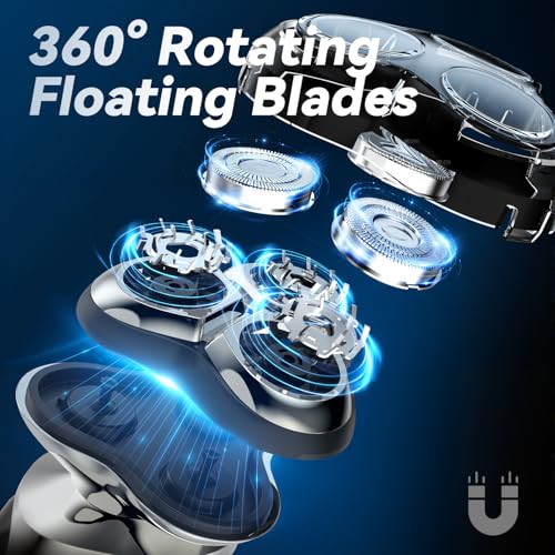 Rasoio elettrico da uomo, IPX7, impermeabile, rasatura asciutta e bagnata, rasatura con 3D testine rotanti, rasoio da uomo a secco e bagnato con trimmer pieghevole - Prova pratica