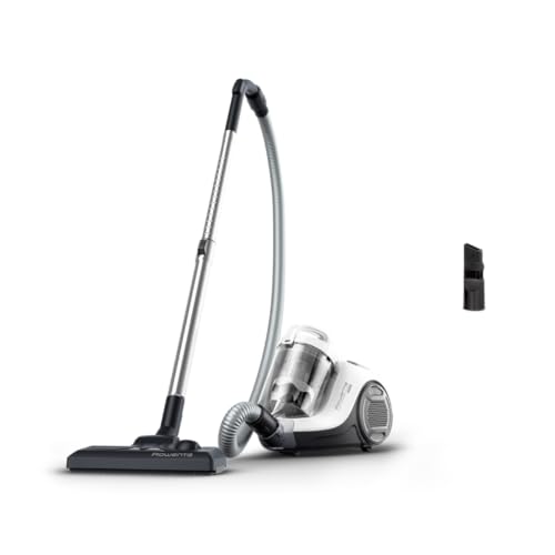 Rowenta Swift Power Cyclonic RO2917, Aspirapolvere a Traino Senza Sacchetto, Potenza 900 W, Motore Silenzioso, Serbatoio facile da Pulire, Bianco/Grigio - Design e materiali