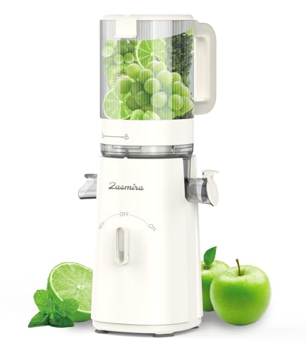 Slow Juicer, Zasmira Spremiagrumi più recente per verdure e frutta con orifizio di carico largo 120 mm, Alte rese di succo per verdure e frutta intere, Facile da pulire - Design e materiali