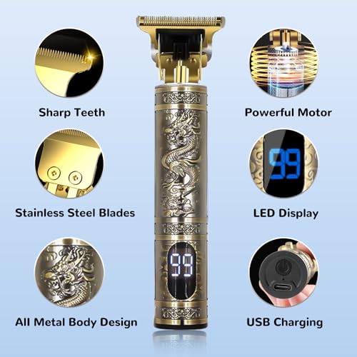 Tagliacapelli Uomo Professionale Tagliacapelli Rasoio Elettrico Capelli Trimmer Macchinetta con Display a LED e Ricarica USB Ricarica Rapida, Precisi T-Lama Capelli/Barba per Famiglia/Barbiere - Prova pratica