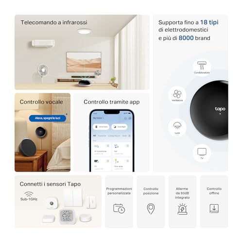 Tapo H110 Smart Hub IR & IoT - Supporta 18 Tipi di Dispositivi, oltre 8000 Marchi, Hub per Sensori Tapo, Controllo Vocale con Alexa/Siri, Compatibile con Matter, Timer, Programmazione, Telecomando - Dettaglio recensione 4